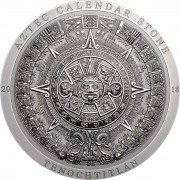 Cook Islands AZTEC CALENDAR STONE series ARCHEOLOGY and SYMBOLISM $20 Silver Coin Antique finish 2018 Ultra High Relief Smartminting 3 oz